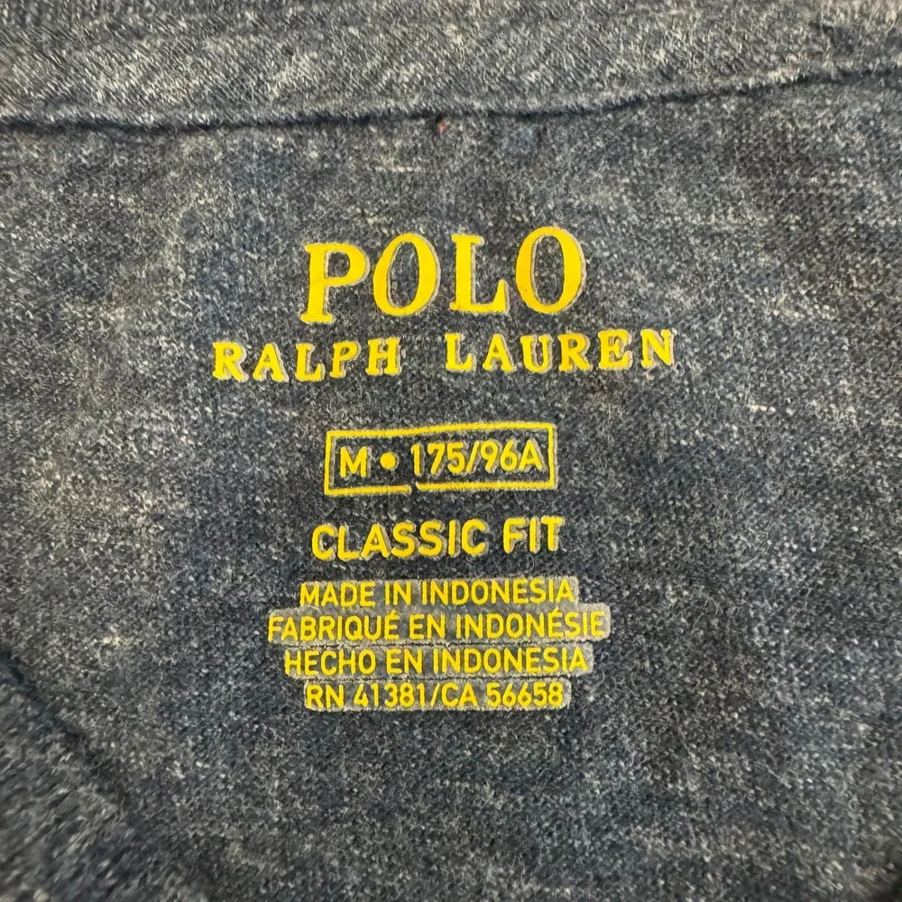 Polo Ralph Lauren Mens Classic Fit V-Neck Long Sleeve T-Shirt Navy Blue Medium